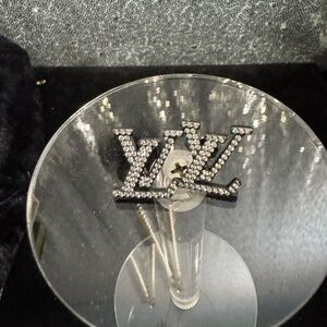 Louis Vuitton Silver Crystal Black Stud Earrings M00607